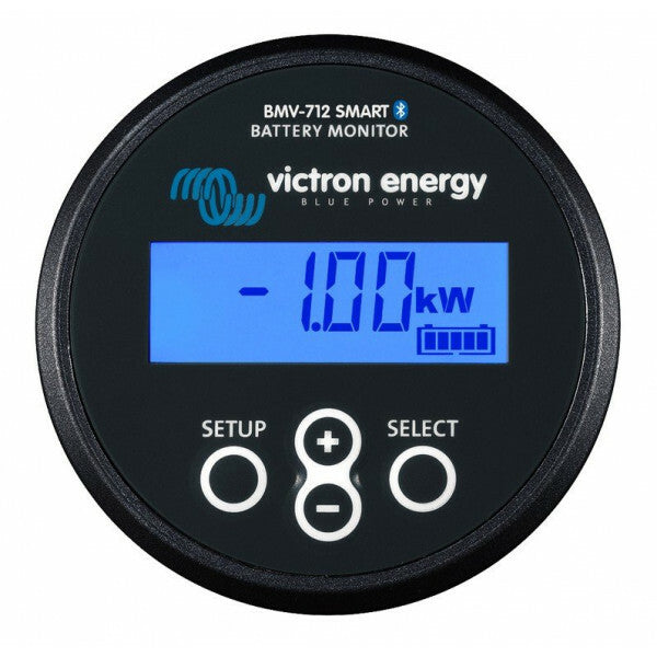 De BMV-712 accumonitor zwart Smart meet met zeer hoge precisie binnen een voedingsspanningsbereik van 6,5 - 70 VDC.
