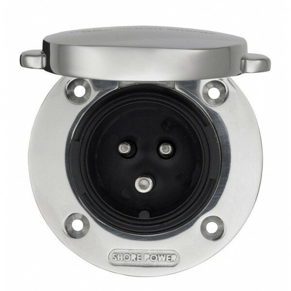 Deze Victron Energy 32A RVS walstroominlet is voorzien van een afsluitbare deksel en o.a. te gebruiken voor uw boot, camper of caravan als 230V invoer.