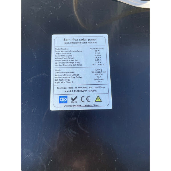 Zonnepaneel semi flex 65Wp 26V flush