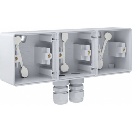 Wandcontactdoos Opbouw drievoudig Horizontaal