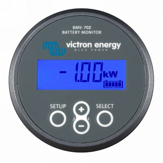 De essentiële functie van een accu monitor is het berekenen van de accu status en het aantal verbruikte Ampère-uren. De BMV-702 accumonitor toont naar keuze het accuvoltage, stroom, verbruikte ampère-uren, resterende accucapaciteit en de resterende tijd