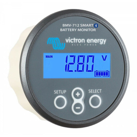 De Victron BMV-712 accumonitor en meet met zeer hoge precisie binnen een voedingsspanningsbereik van 6,5 - 70 VDC.