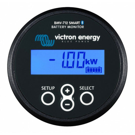 De BMV-712 accumonitor zwart Smart meet met zeer hoge precisie binnen een voedingsspanningsbereik van 6,5 - 70 VDC.