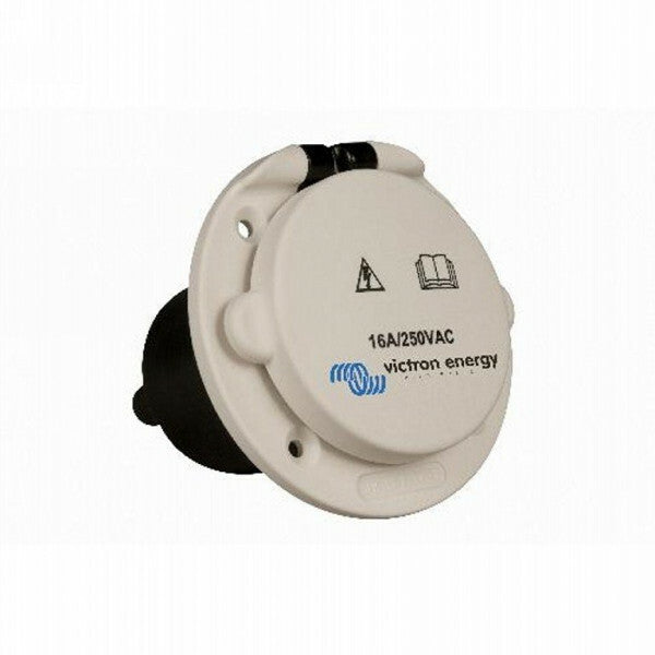 Deze Victron Energy kunstof walstroominlet is voorzien van een afsluitbare deksel en o.a. te gebruiken voor uw boot, camper of caravan als 230V invoer. 