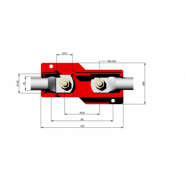 Zekeringhouder rood (TS) voor MEGA (+) rood 12-48V
